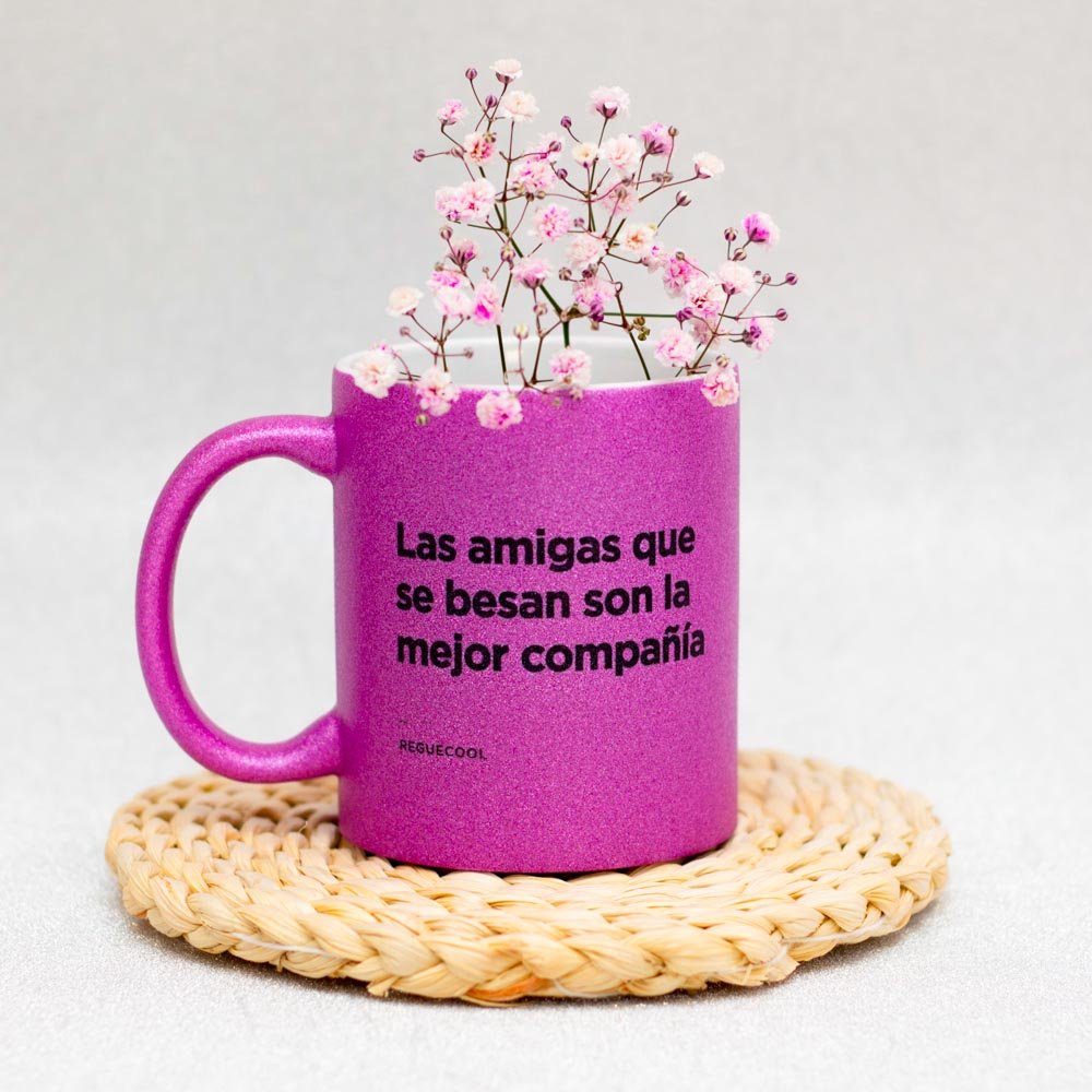 Taza Morada Purpurina | Elige tus frases de Reggaeton - Reguecool