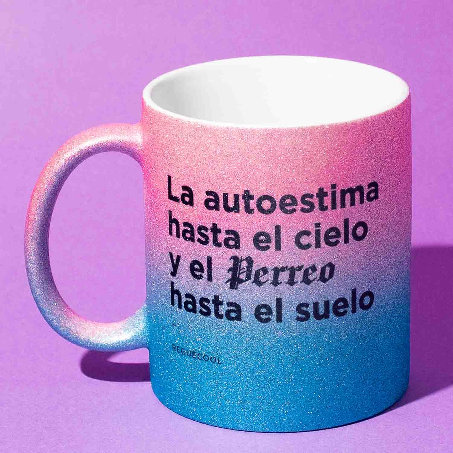 Taza Purpurina Azul / Rosa | Elige tus frases de Reggaeton - Reguecool