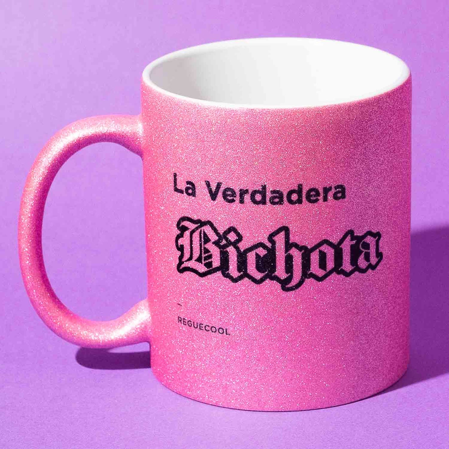 Taza Rosa Purpurina | Elige tus frases de Reggaeton - Reguecool