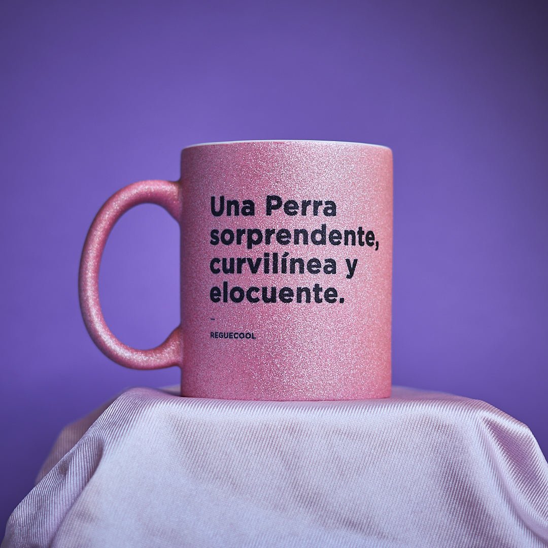 Taza Rosa Purpurina | Elige tus frases de Reggaeton - Reguecool