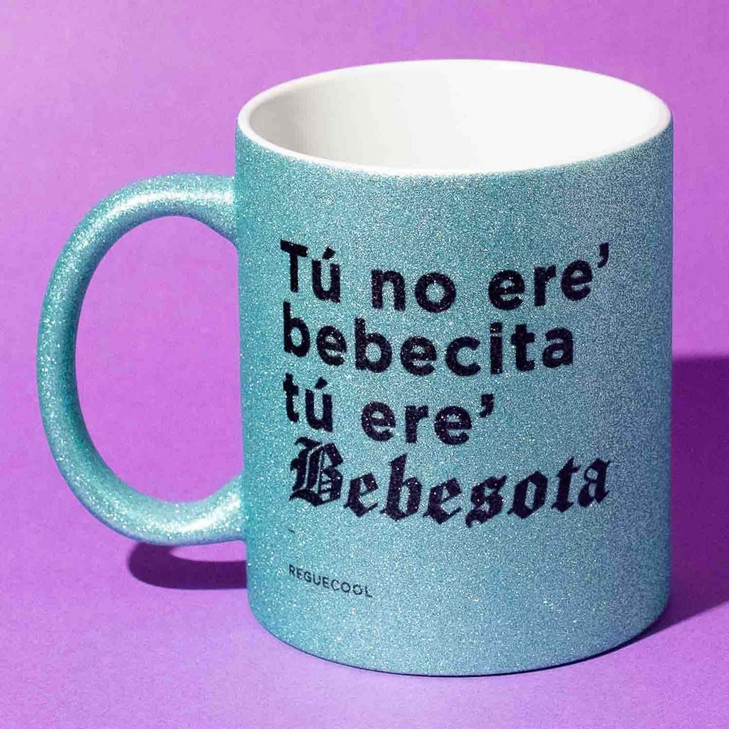 Taza Verde Purpurina | Elige tus frases de Reggaeton - Reguecool