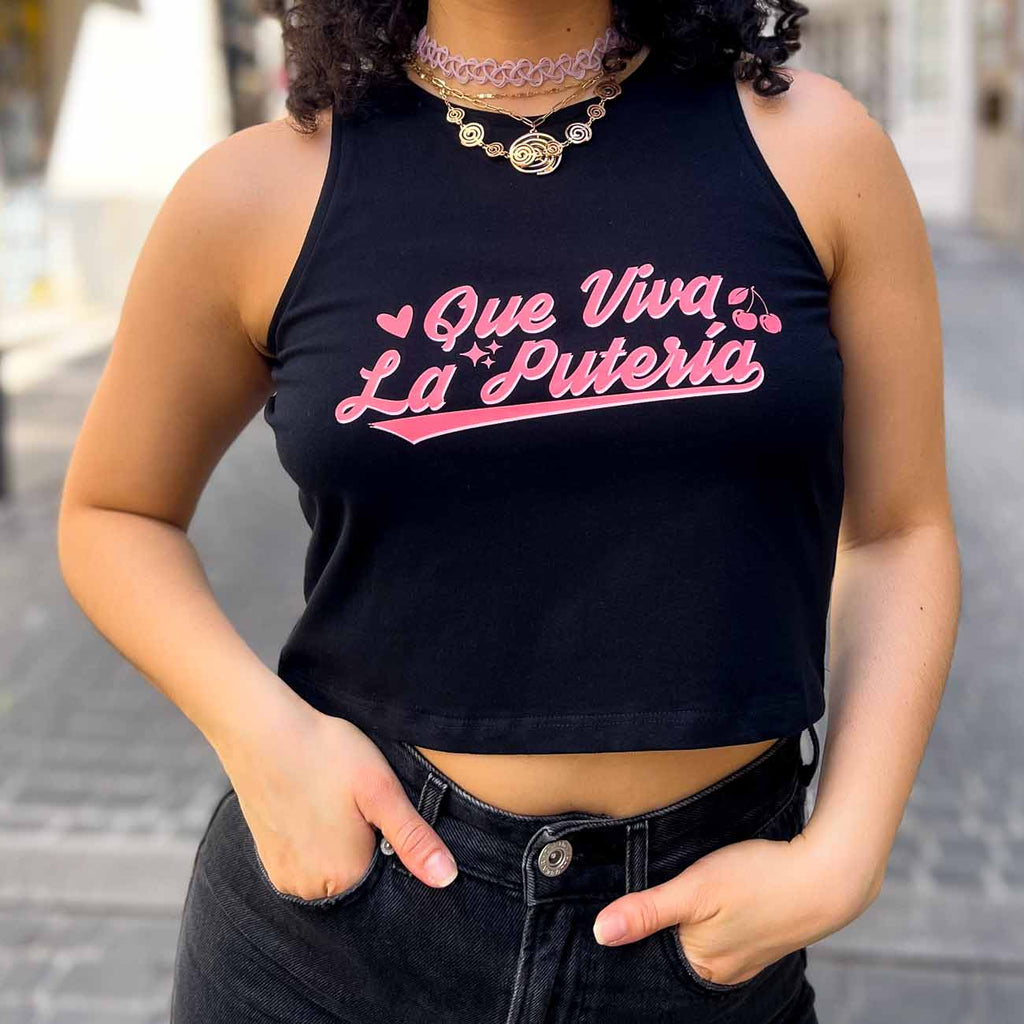 Crop Top Negro Putería