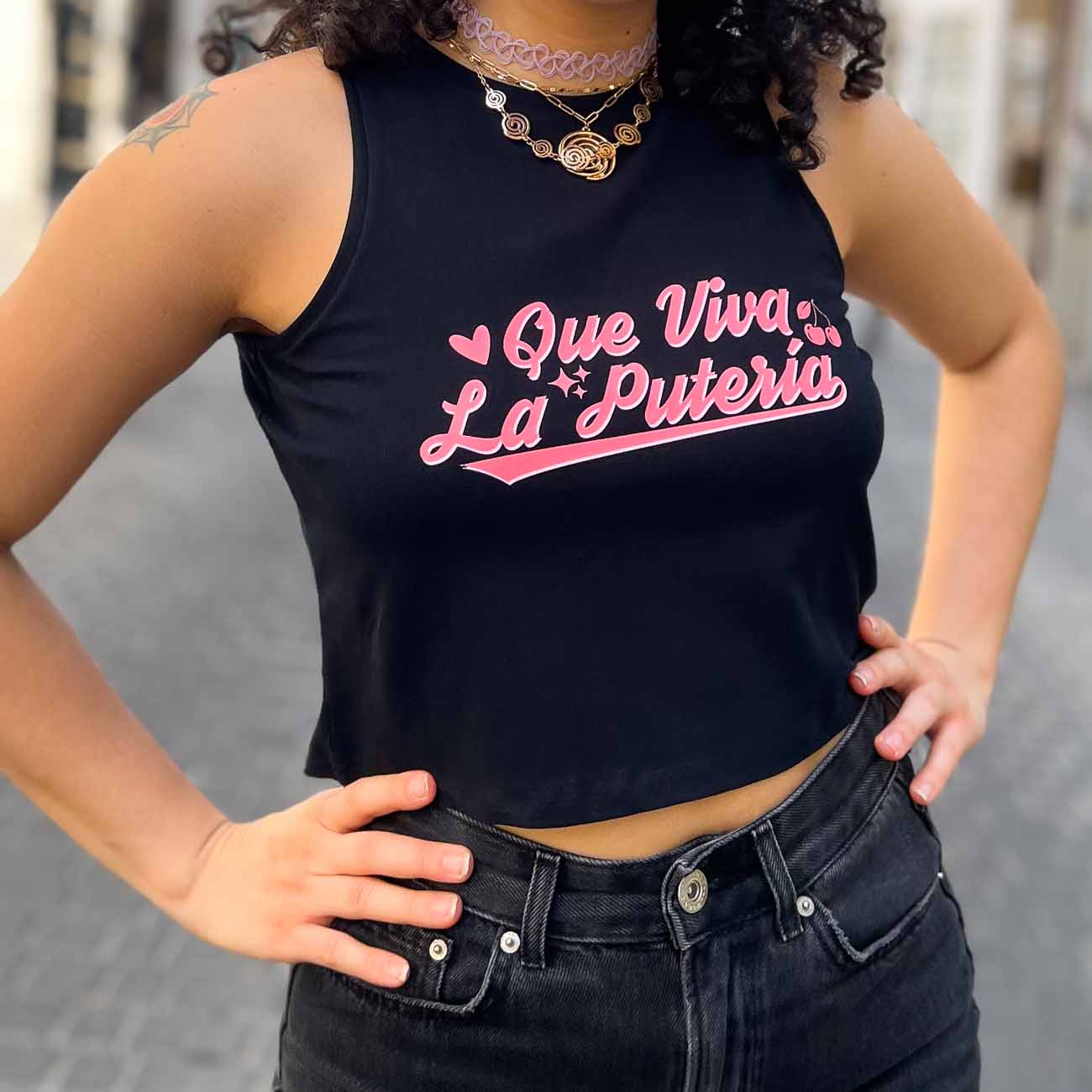 Crop Top Negro Putería